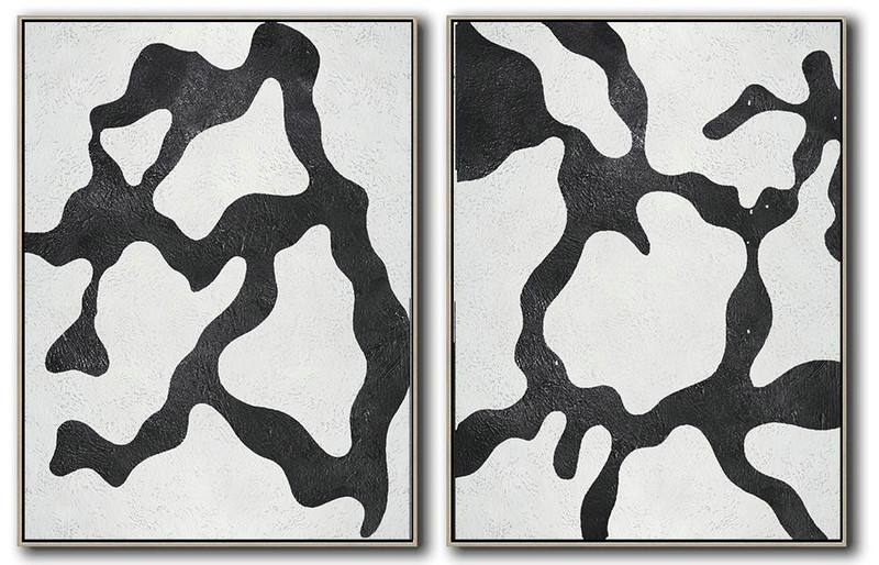 Handmade Large Painting,Set Of 2 Minimal Painting On Canvas - Custom Oil Painting